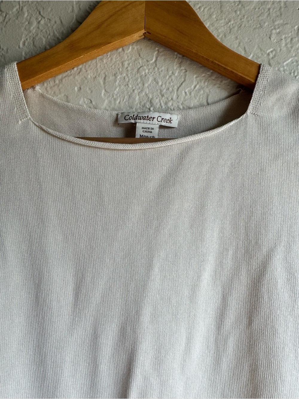 Coldwater Creek Silk Cotton Blend Ribbed Knit Tank Top Shell Cream SzM - Picture 3 of 6
